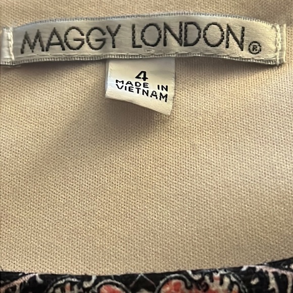 Maggy London shift print dress cap sleeves Sz 4 - Picture 6 of 8